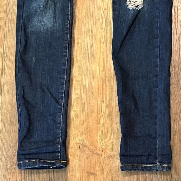 TRUE CRAFT Bib Overalls Womens Size 3 Blue Denim Gradient Wash Distressed Skinny - Picture 5 of 16